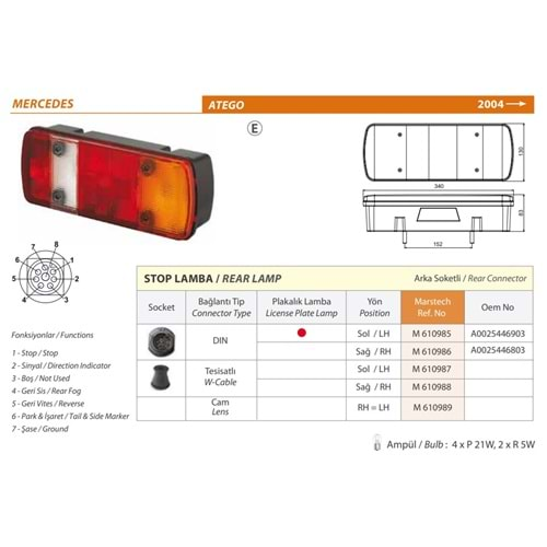 610987 STOP CAM MERCEDES ATEGO 04>