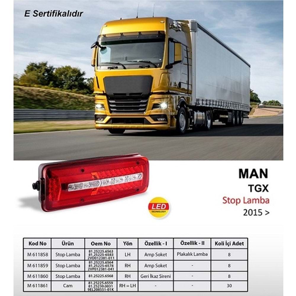 LED STOP LAMBA AMP SOKET SOL MAN TGX 2015->