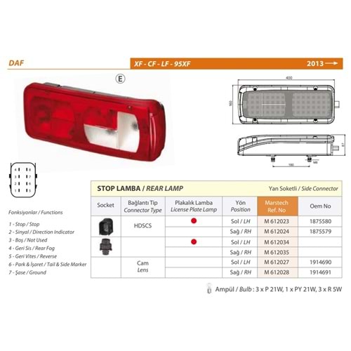 STOP CAM DAF D.XF-LF SOL 13>