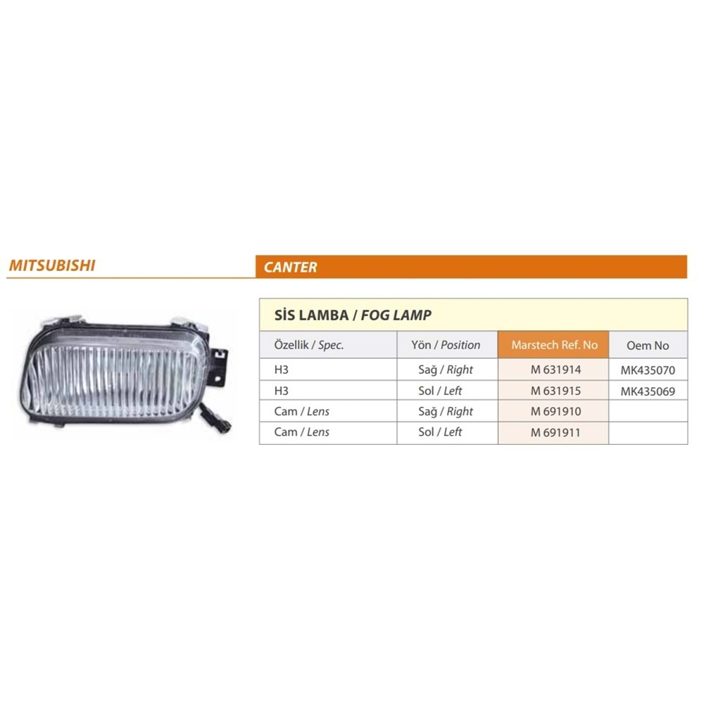 SIS LAMBA MITSUBISHI CANTER 2005 - 2011 AMPÜLLÜ SAĞ