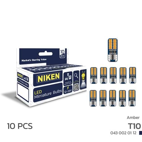 LED AMPUL T10 CANBUS PARK LEDİ 24LEDLİ TURUNCU (10LU)