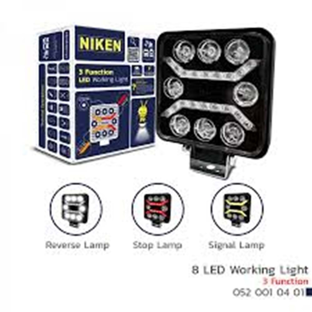 CALISMA LAMBASI PRO 8 LED 3 FONKSIYON KARE