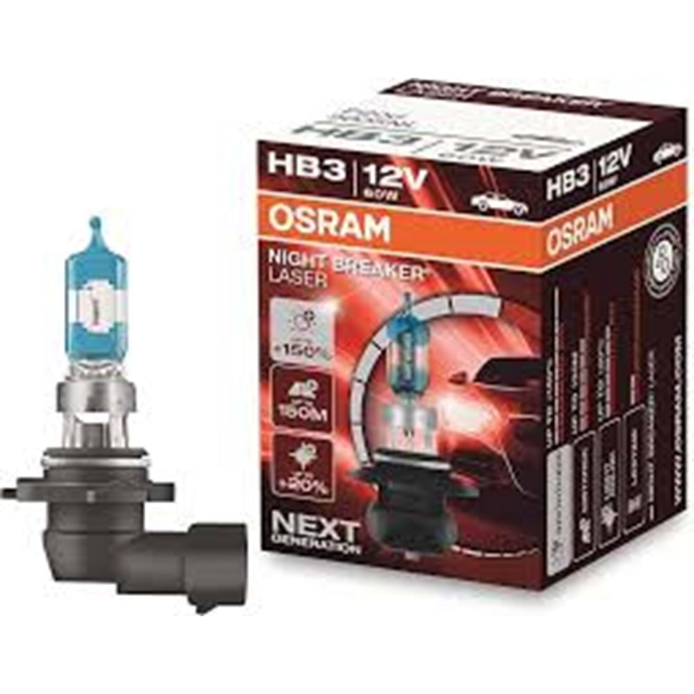 HB3 NL 60W 12V P20D HCB2BOX OSRAM P20d NIGHT BREAKER LASER-%150 PARLAKLIK-%20 BEYAZ-150 mt.