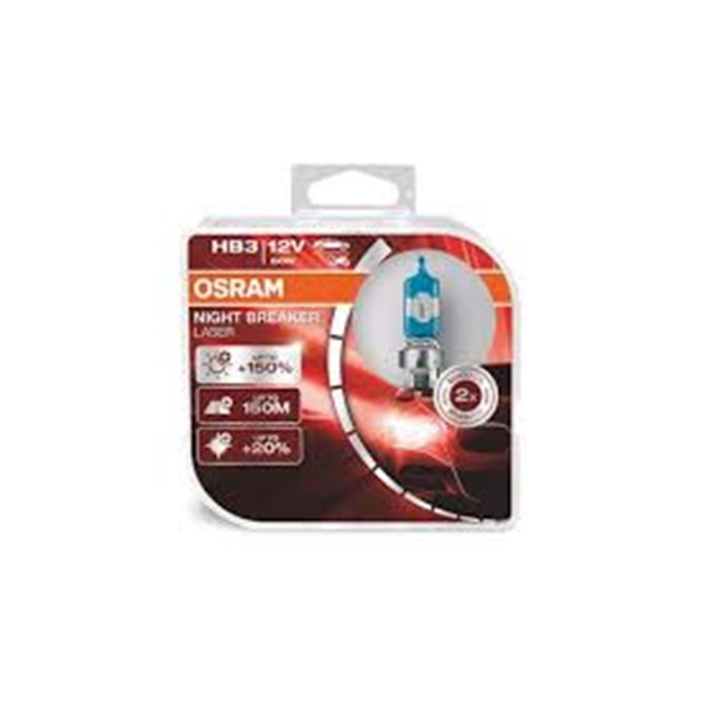 HB3 NL 9005NL 60W 12V P20D FS1 OSRAM P20d NIGHT BREAKER LASER-%150 PARLAKLIK-%20 BEYAZ-150 mt.