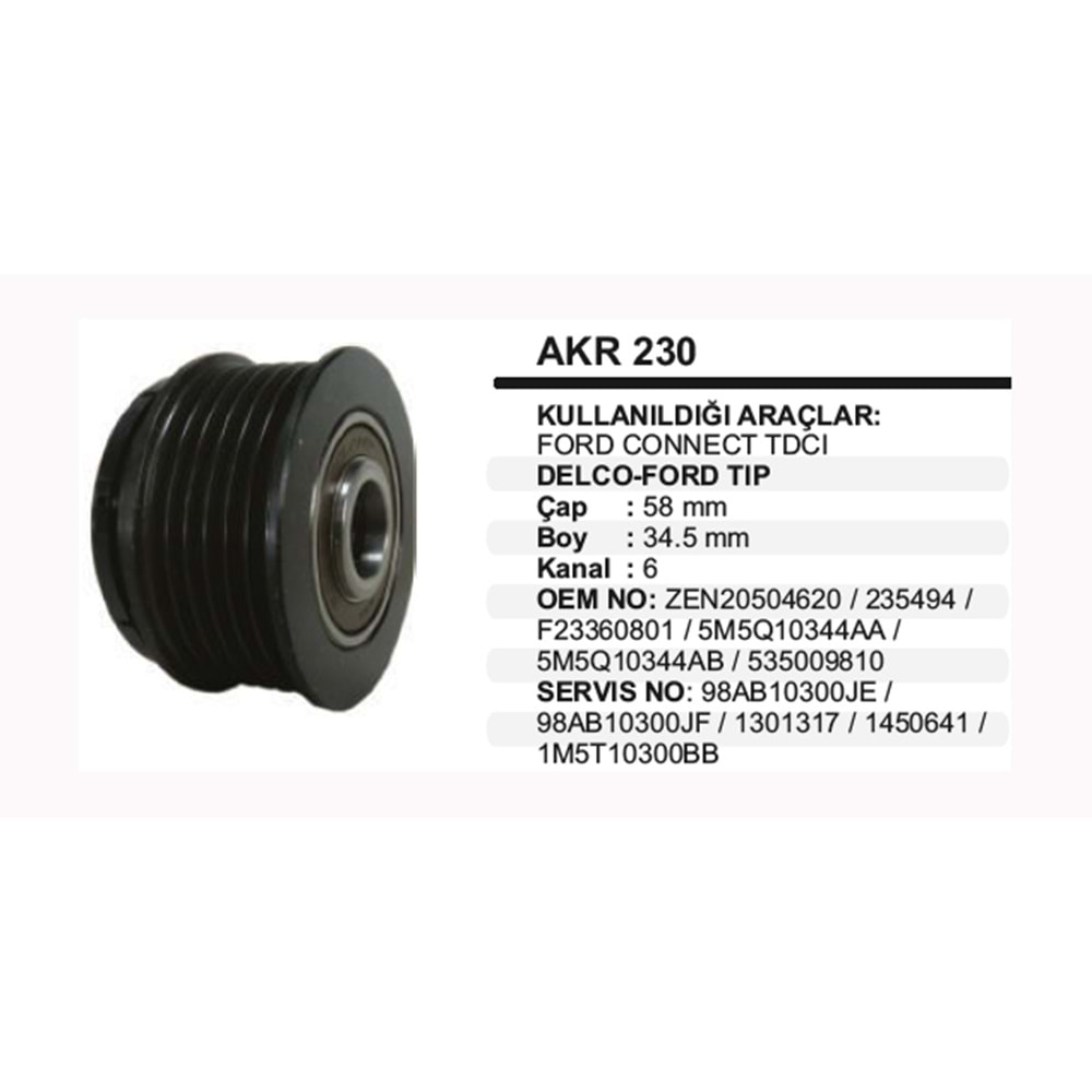 ALT KASNAK RULMANLI FORD CONNECT