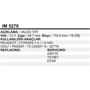 MARS KOLLEKTORU 12V 16 DIS VALEO TIPI PEUGEOT CITROEN 1,4 1,6 HDI VW GOLF PASSAT T5 CADDY III JETTA