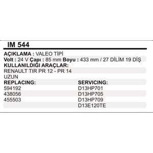 MARS KOLLEKTOR 24V 19 DIS VALEO TIPI RENAULT TIR PR12 PR14 UZUN