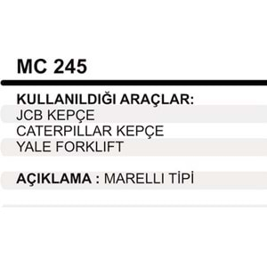 MARS ARKA KAPAK PERKINS JCB