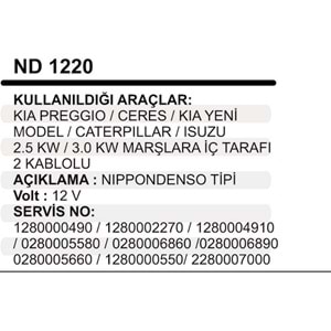 MARS OTOMATIGI MAZDA-KIA 12V 3.0KW OTOMATIK BOBIN