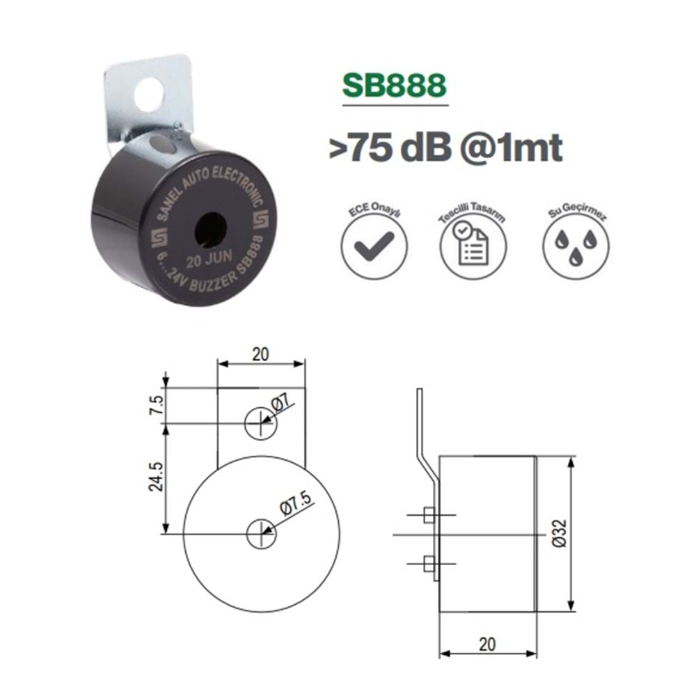 6V-24V BUZZER SESLI IKAZ