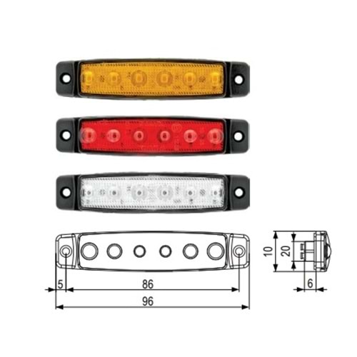 BASAMAK LAMBA 24V AYDINLATMA 6LEDLI KIRMIZI