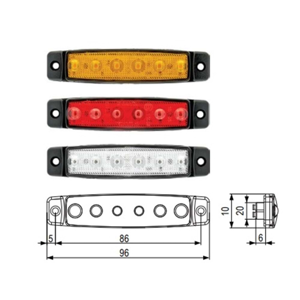 BASAMAK LAMBA 24V AYDINLATMA 6LEDLI SARI