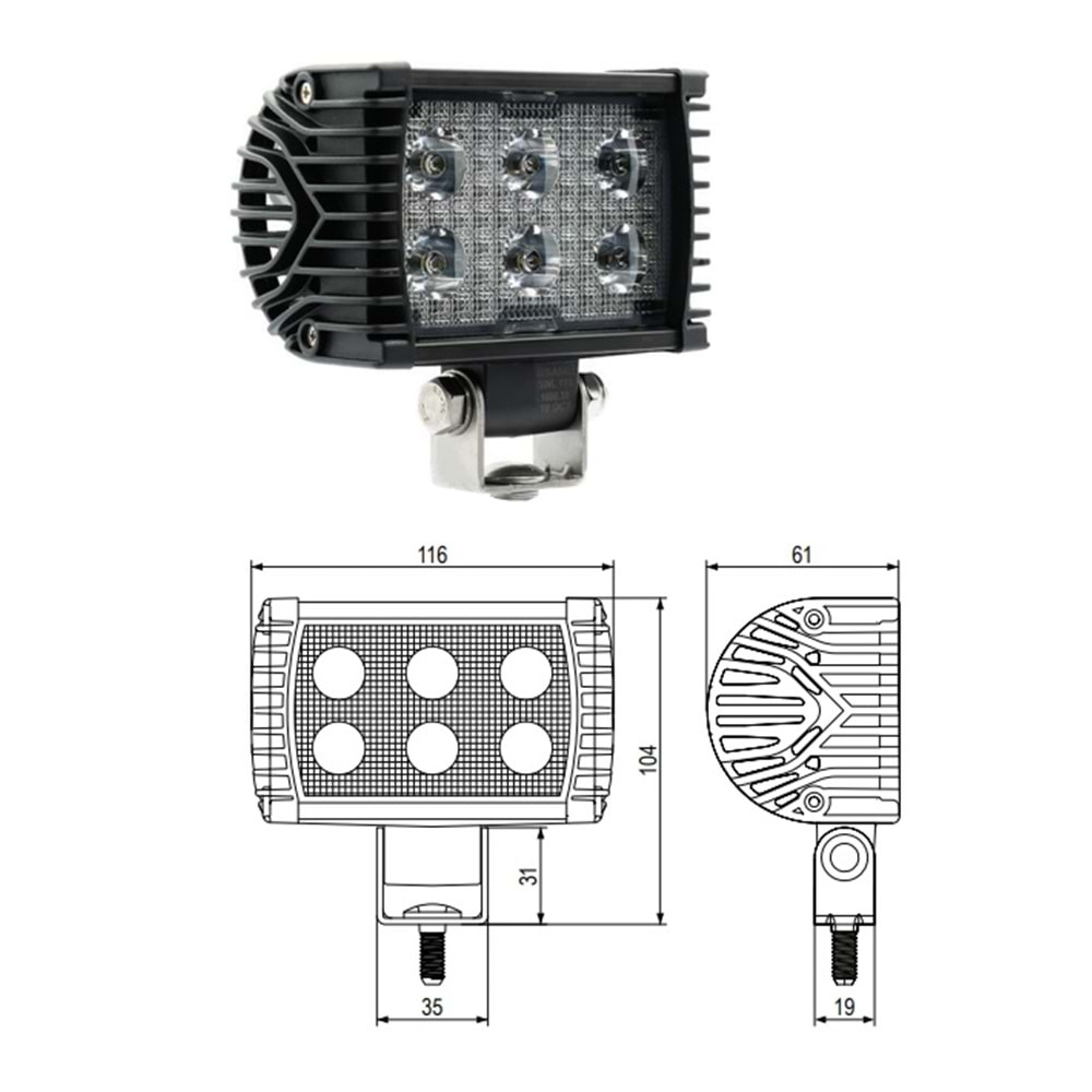 CALISMA ISIGI 6LED 1000 LUMEN 30 DERECE