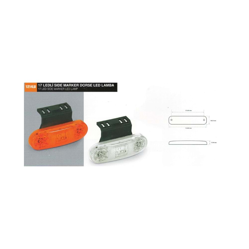 BRAKETLİ 17 LEDLİ SİDE MARKER DORSE LAMBA BEYAZ
