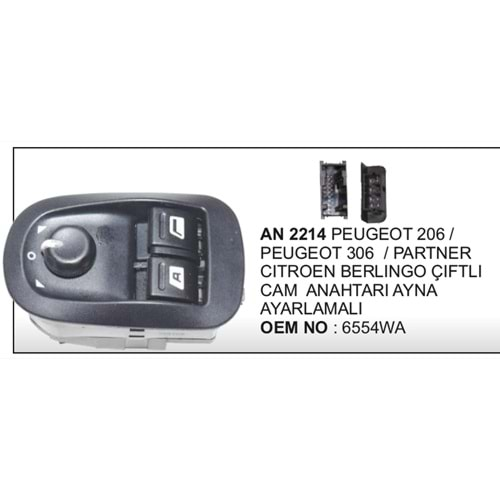 CAM VE AYNA AYAR ANAHTARI PEUGEOT 206 PARTNER