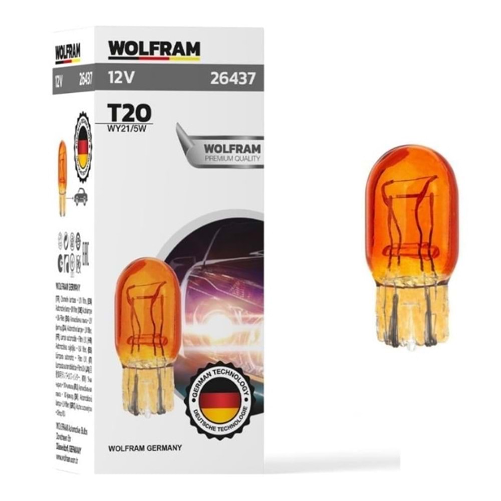 AMPUL T20 12V 1016 21/5W JUMBO DİPSİZ ÇİFTLİ SARI U.S.A PARK