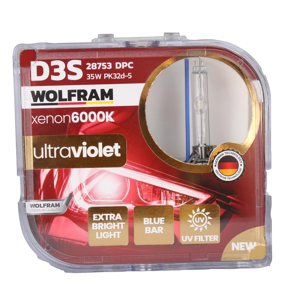 D3S 12V 35W PK32d-5 XENON 6000K UltraViolet MAVİ CAM 6000K