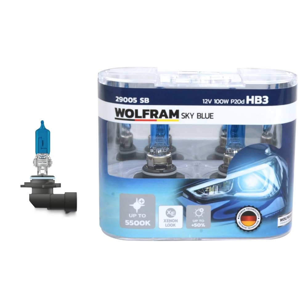 AMPUL HB3 12V 100W P20d DUY SKY BLUE BEYAZ IŞIK