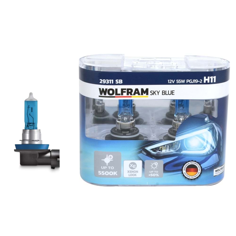 AMPUL H11 12V 55W PGJ19-2 DUY SKY BLUE BEYAZ IŞIK