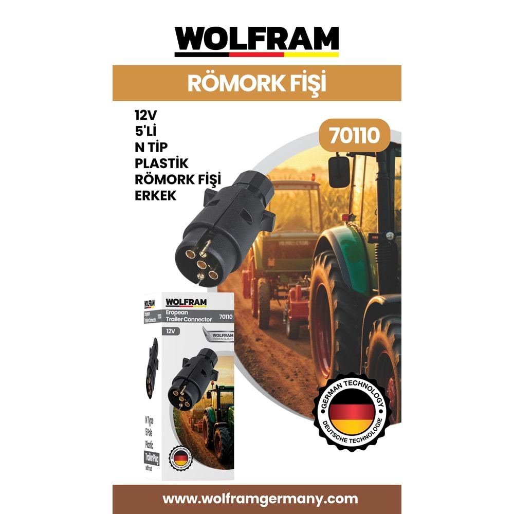 5 Lİ N TİP PLASTİK RÖMORK FİŞİ ERKEK 12V