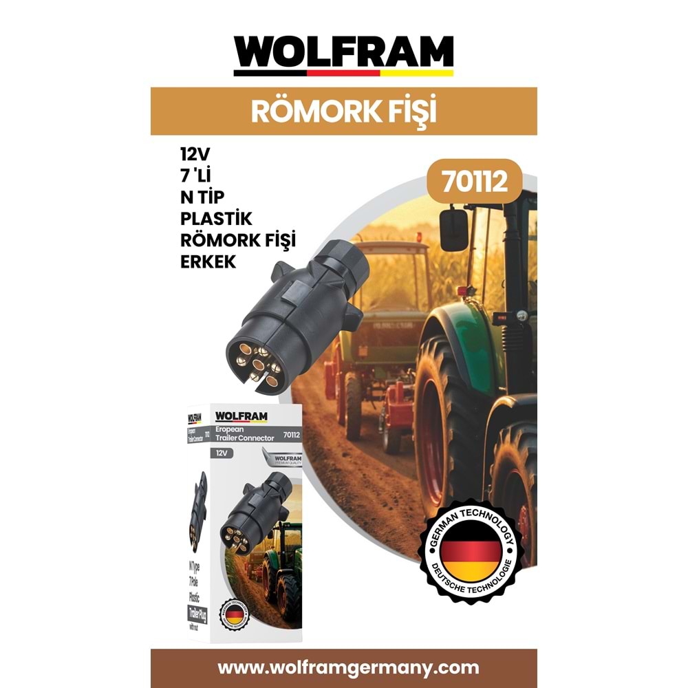 7 Lİ N TİP PLASTİK RÖMORK FİŞİ ERKEK 12V