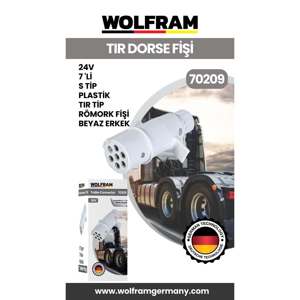 7 Lİ S TİP PLASTİK TIR DORSE FİŞİ BEYAZ ERKEK 24V