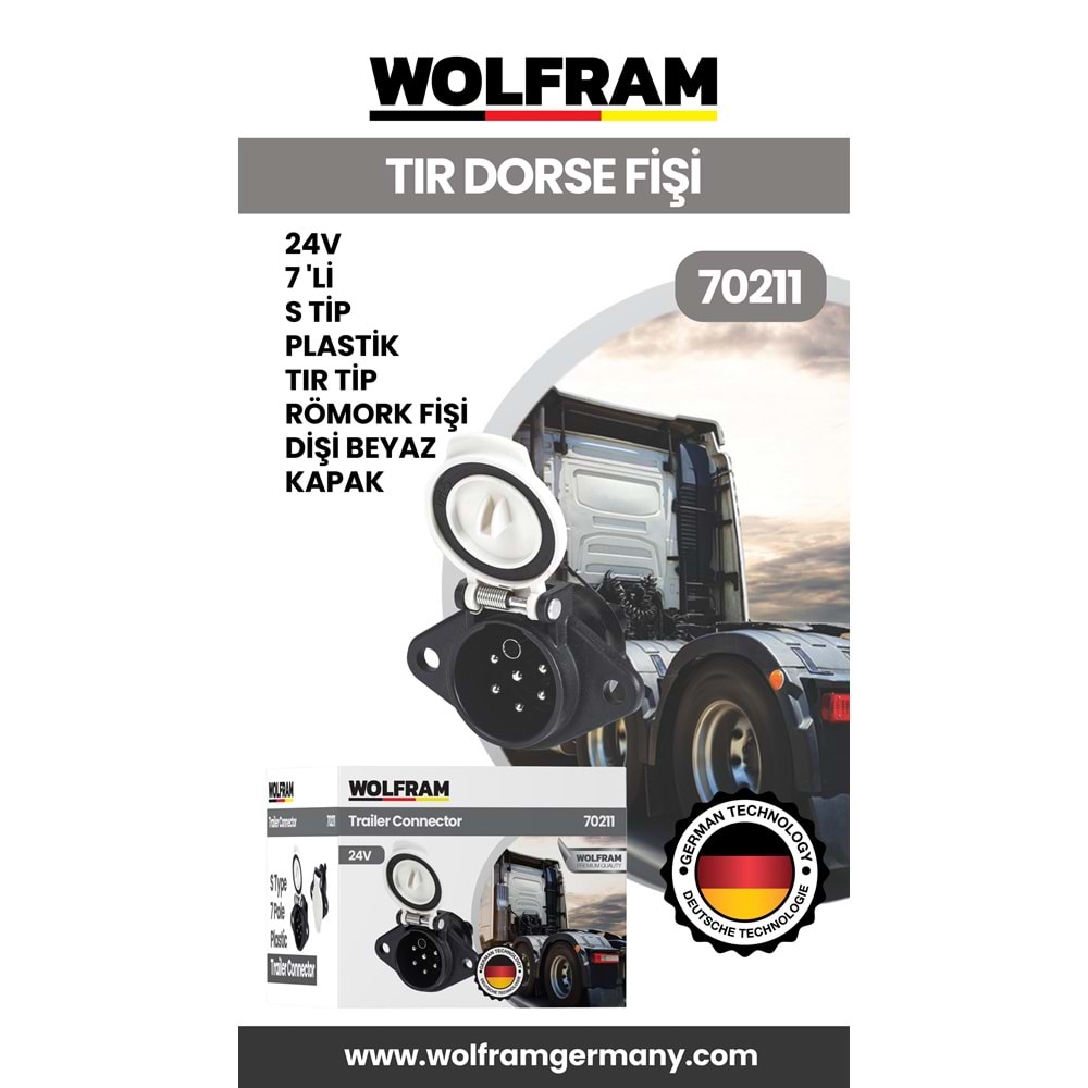 7 Lİ S TİP PLASTİK TIR DORSE FİŞİ DİŞİ BEYAZ KAPAK 24V