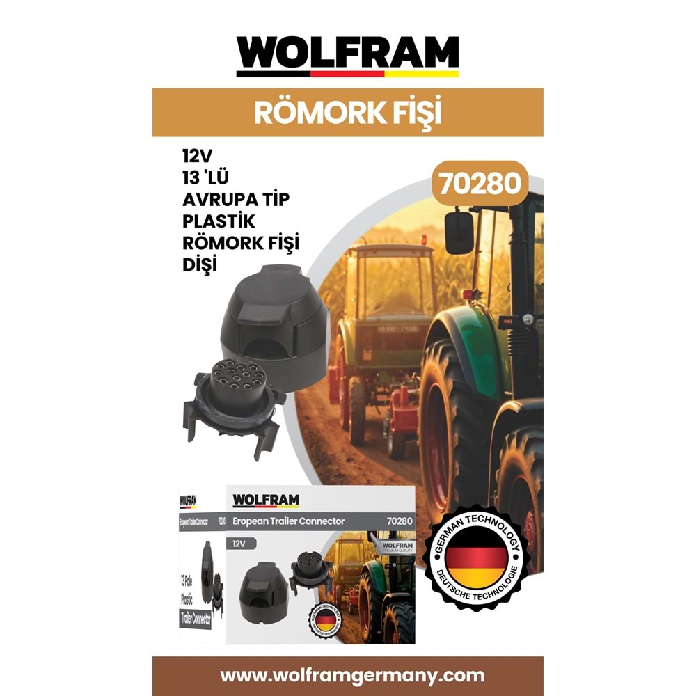 13 LÜ AVRUPA TİP PLASTİK RÖMORK FİŞİ DİŞİ 12V