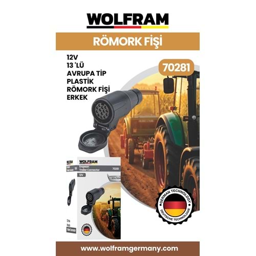 13 LÜ AVRUPA TİP PLASTİK RÖMORK FİŞİ ERKEK 12V
