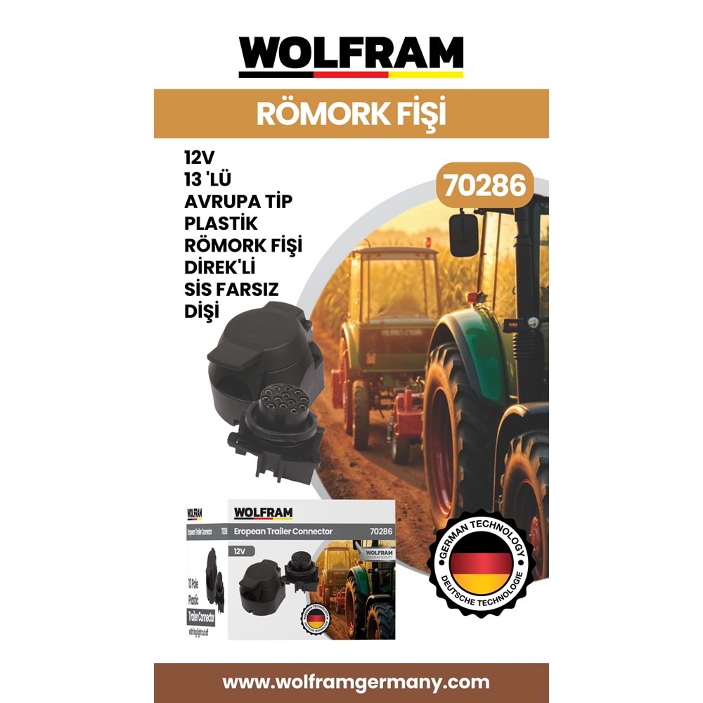 13 LÜ AVRUPA TİP PLASTİK RÖMORK FİŞİ DİREKLİ SİS FARSIZ DİŞİ 12V