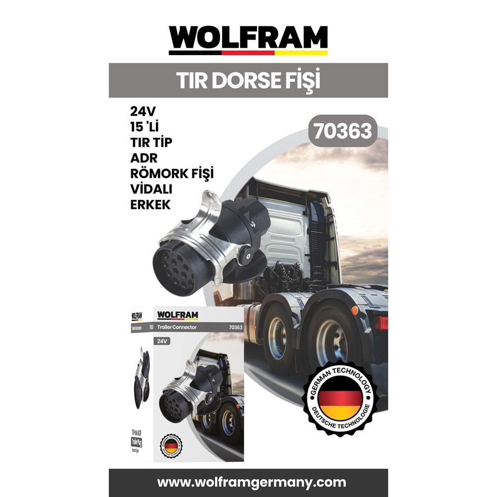 15 Lİ TIR DORSE ADR RÖMORK FİŞİ VİDALI ERKEK 24V