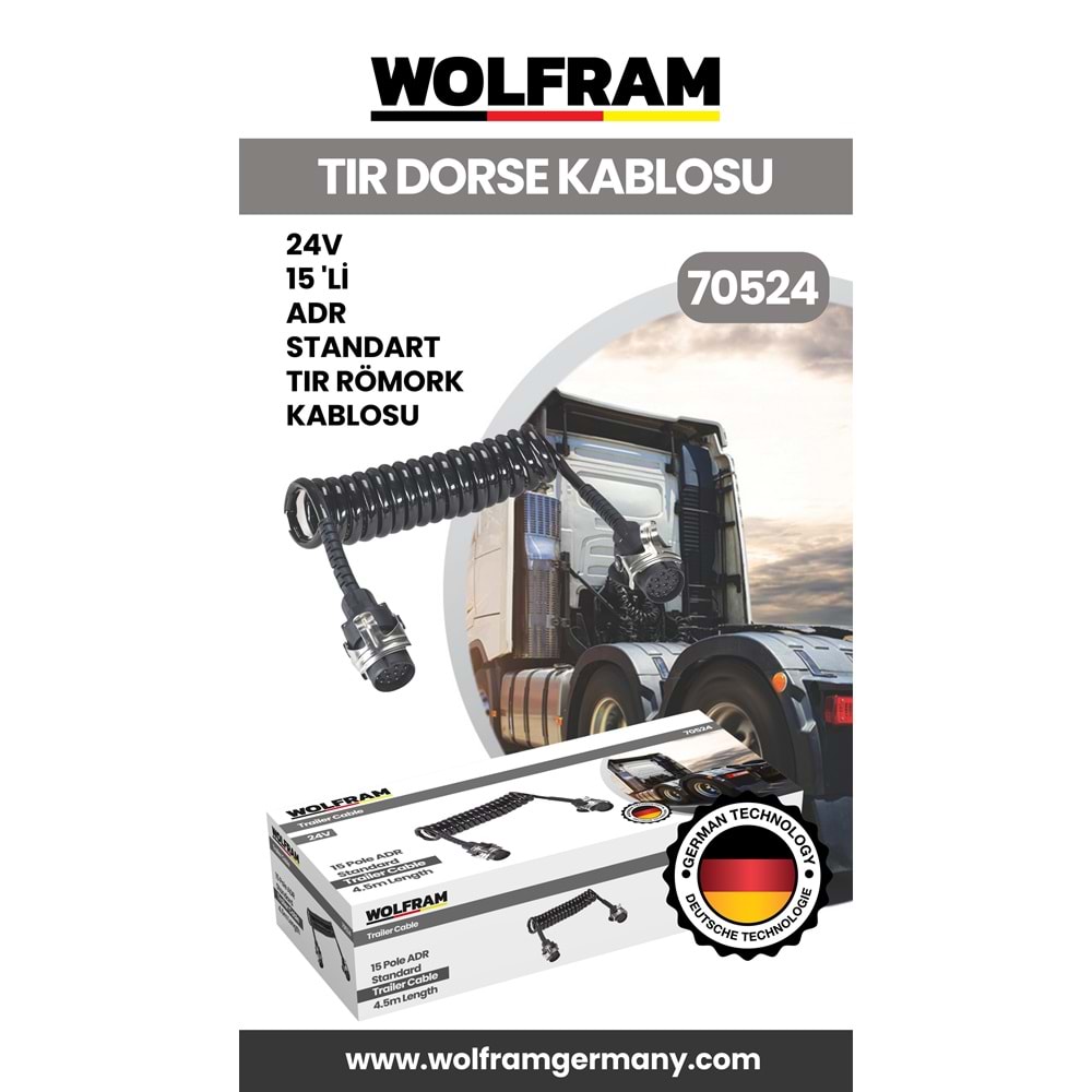 15 Lİ ADR STANDART TIR DORSE KABLOSU 24V