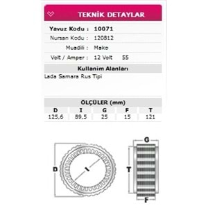 ALT STATOR LADA SAMARA 12V 55A 120812