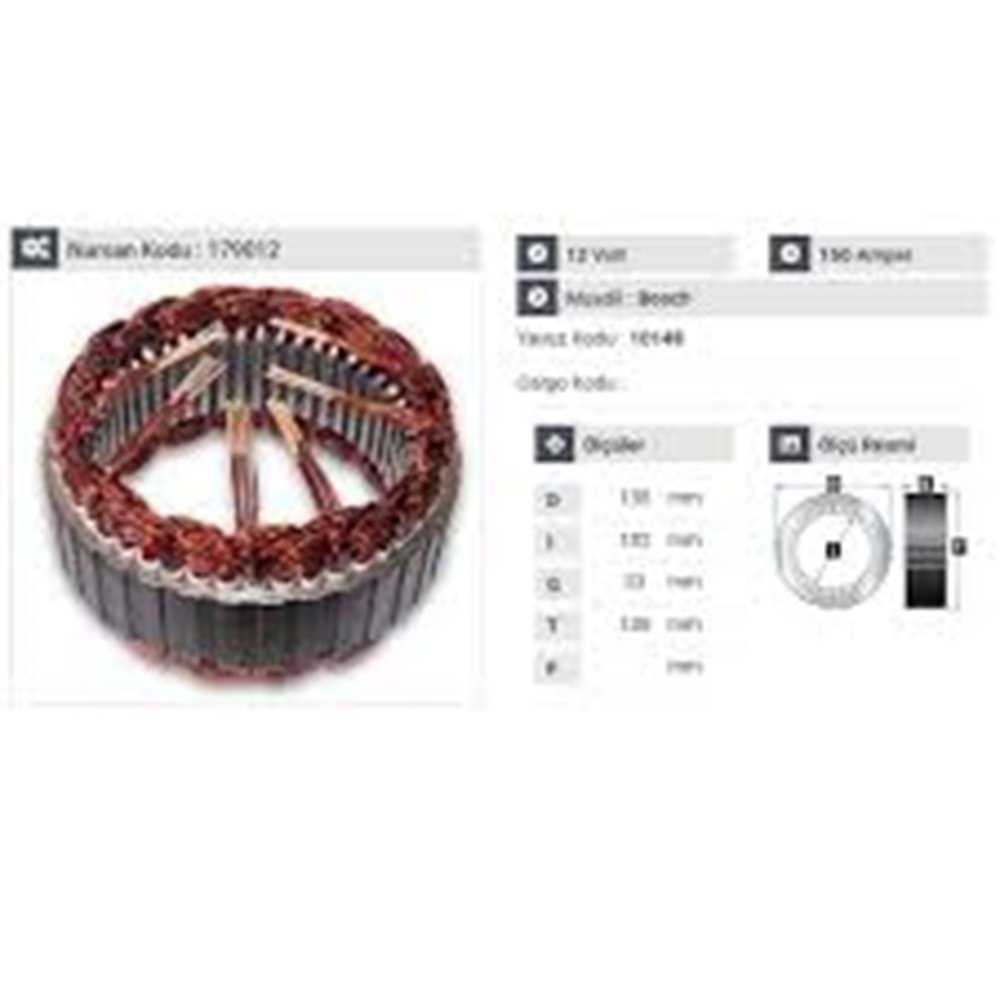ALT STATOR 12V 150A Ford Transit Fiat Ducoto Peugeot Boxer Mini Cooper Volvo C30 S40 179012