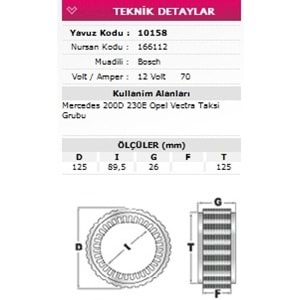 ALT STATOR MERCEDES 200D 230E, OPEL VECTRA 12V 70A 166112
