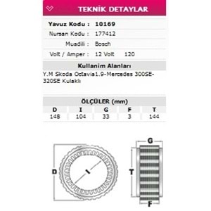 ALT STATOR KULAKLI SKODA OCTAVIA 1,9, MERCEDES 300SE 320SE 177412