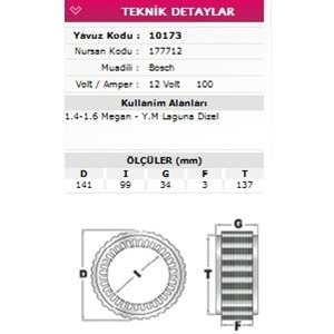 ALT STATOR RENAULT MEGANE YM LAGUNA DIZEL 177712