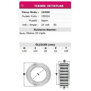 ALT STATOR ISUZU OTOBUS 24V 50A 150224