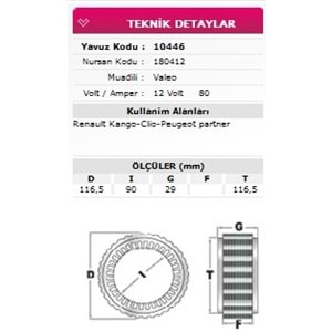 ALT STATOR RENAULT KANGOO CLIO, PEUGEOT PARTNER 12V 80A 180412