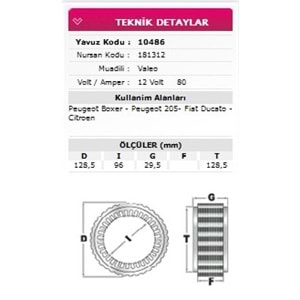 ALT STATOR PEUGEOT 205 BOXER, FIAT DUCATO, CITROEN 12V 80A 181312