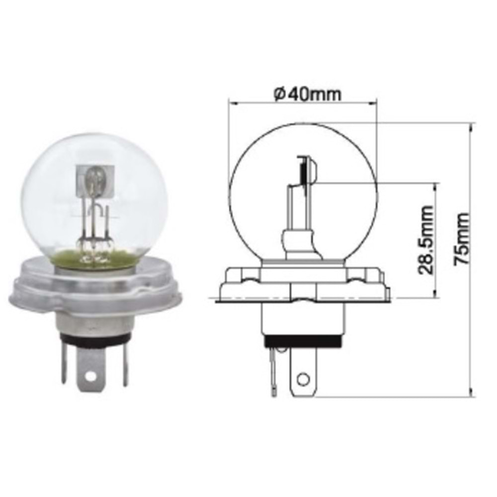 B-35 12 V 45/40 W P45T ÜÇ FİŞLİ FAR AMPULU