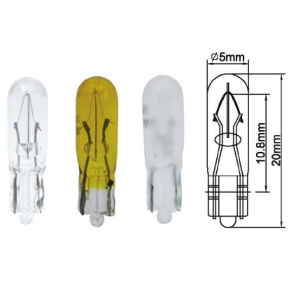 T-5 12 V 1.2 W KÜÇÜK DİPSİZ AMPUL