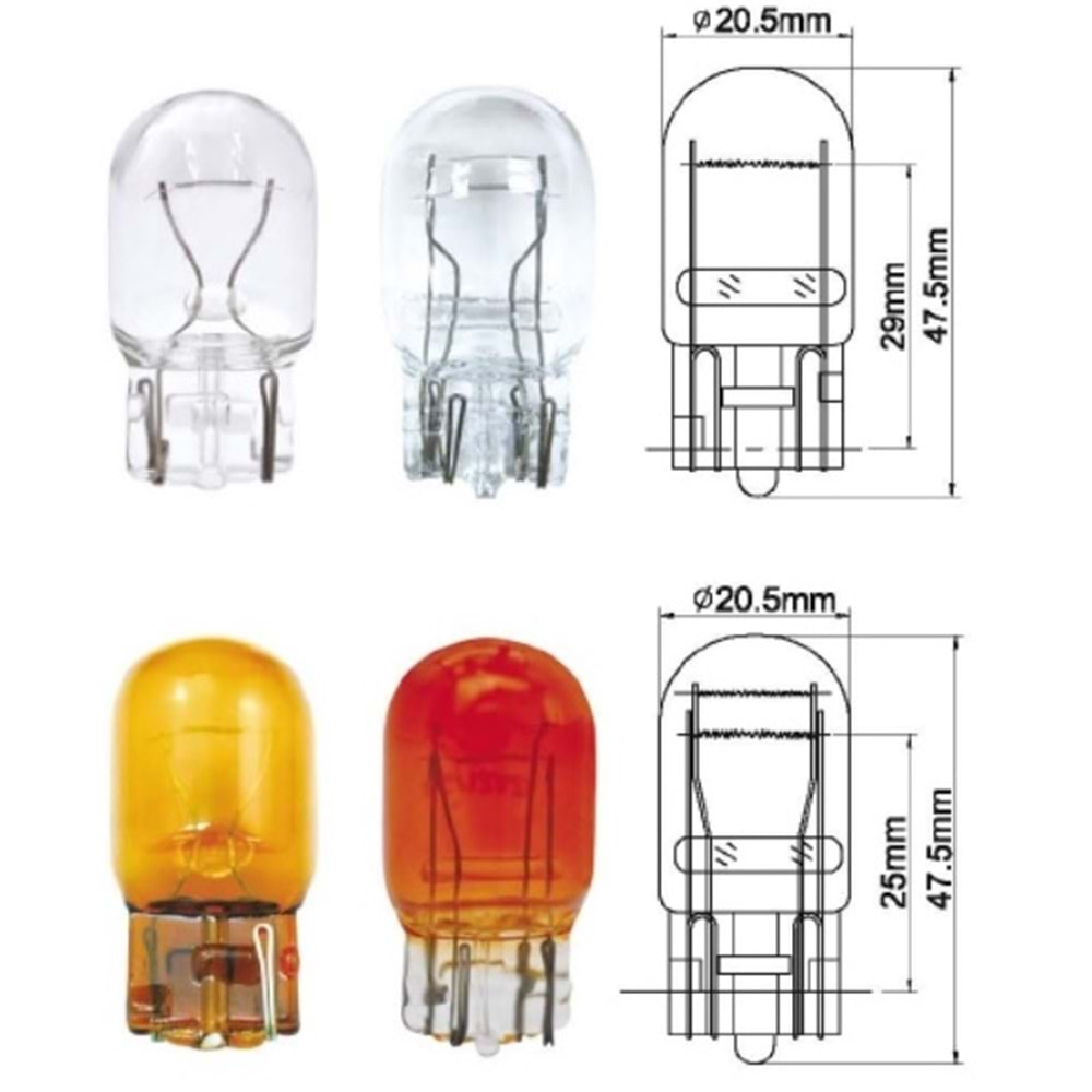 12 V 21/5 W BÜYÜK DİPSİZ AMPUL