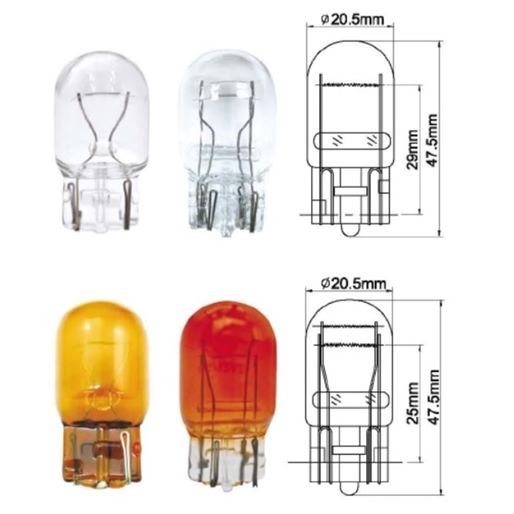 12 V 21/5 W BÜYÜK DİPSİZ AMPUL SARI