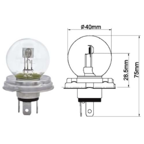 G-40 24 V 50 / 50 W P45 T ÜÇ FİŞLİ FAR AMPULU