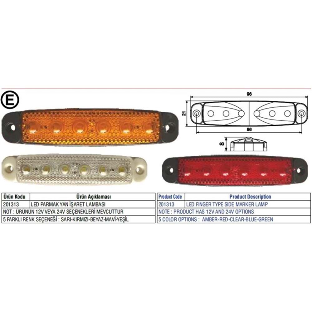 UNİVERSAL PARMAK LED DORSE MİNİ POZİSYON LAMBASI K