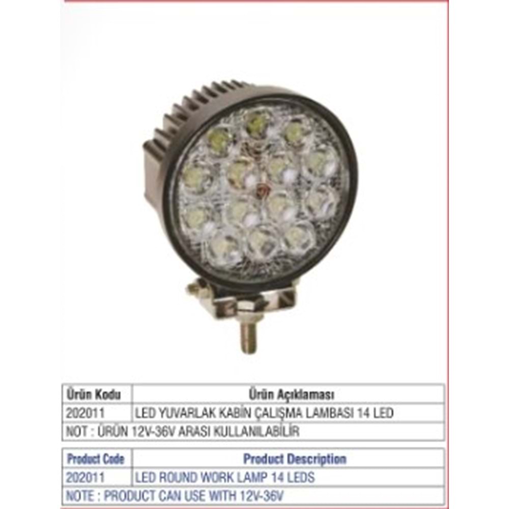 LED YUVARLAK ÇALIŞMA LAMBASI 14 LED