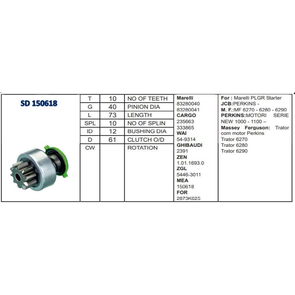 71506180 MARŞ DİŞLİSİ MARELLI 10D JCB KEPCE-İS MAK