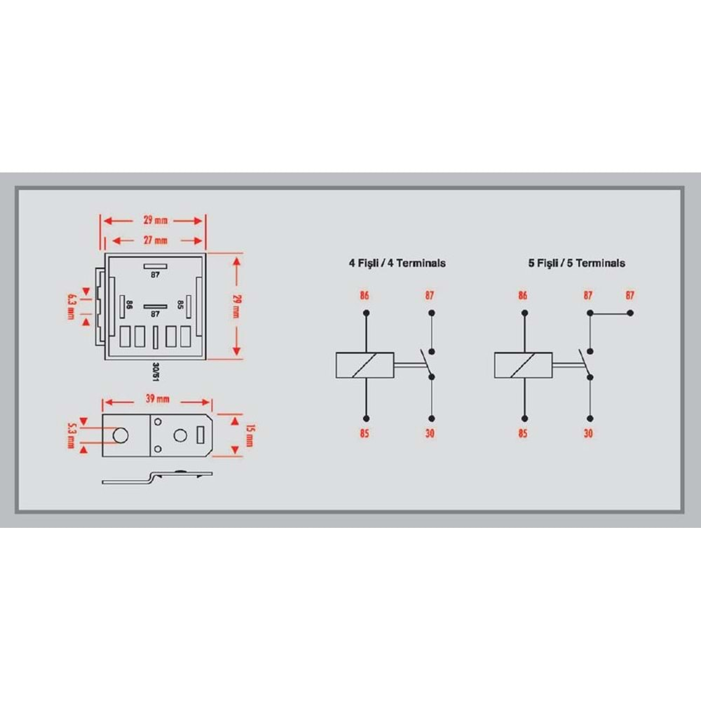 ELO MİNİ RÖLE 30 A.12V.4 FİŞLİ 201003002