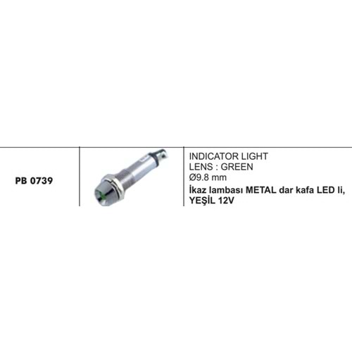 İKAZ LAMBASI METAL DAR KAFA LEDLİ YEŞİL 12V